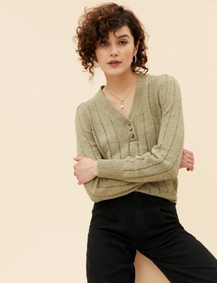 Cable Knit Relaxed Longline Cardigan, M&S Collection