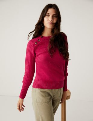 Cotton Rich Textured Jumper With Wool