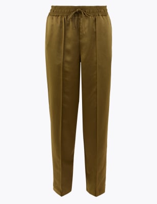 Атласные брюки слим грейзер