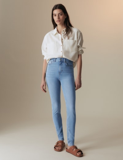 Lyocell Rich High Waisted Slim Flare Jeans