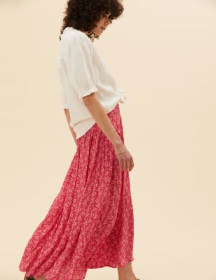 m&s red skirt