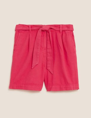 Pure Cotton High Waisted Belted Shorts