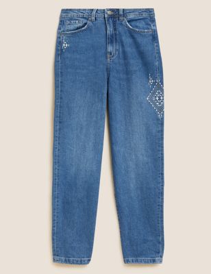 Mom High Waisted Ankle Grazer Jeans