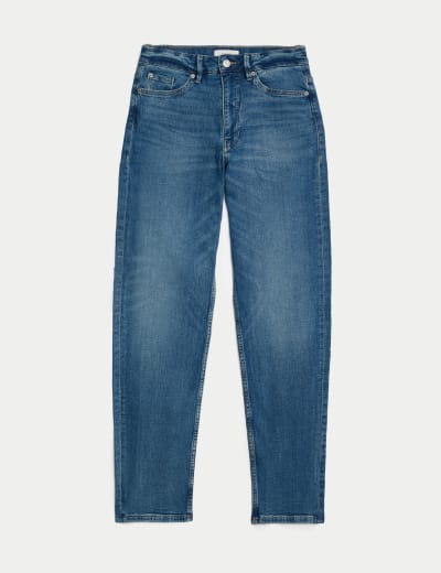 M&S Boyfriend Jeans Ankle Grazer Side High Denim Trousers Pants 6 £39