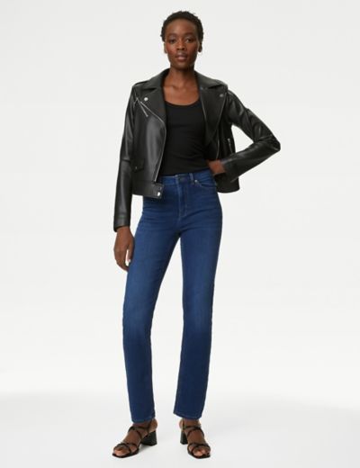 High Waisted Embellished Straight Leg Jeans, M&S Collection