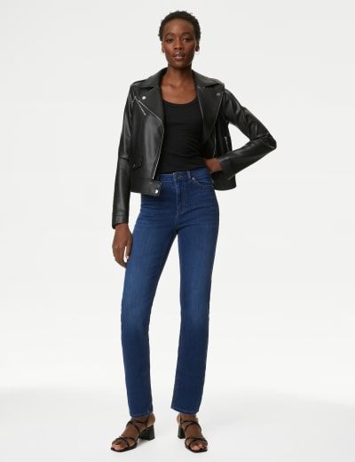 High Waisted Raw Hem Skinny Jeans SOSANDAR M S