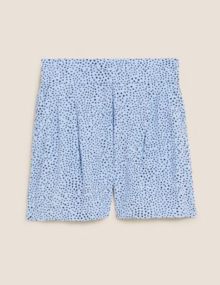Printed Pleat Front Shorts