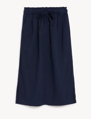 Linen Rich Midi Skirt