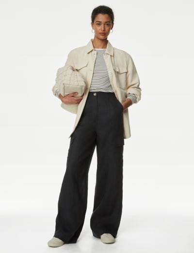 Pure Linen Straight Leg Trousers M S Collection M S