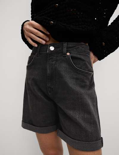 Knee length denim shorts for womens new arrivals