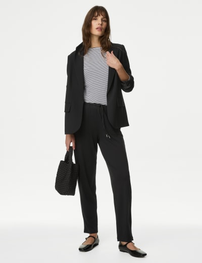 Tapered top drawstring trousers