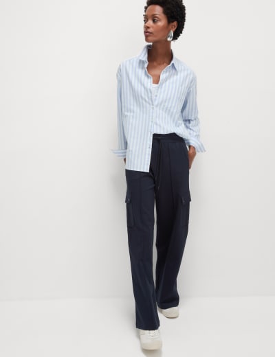 Ponte Utility Wide Leg Trousers, M&S Collection