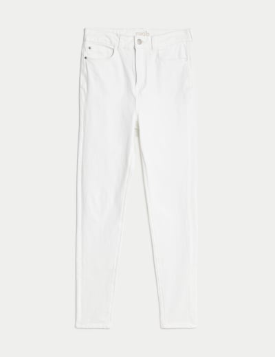 Miss Selfridge Emily high waist ankle grazer skinny jeans in white