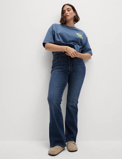 Patch Pocket Flare High Waisted Jeans, M&S Collection