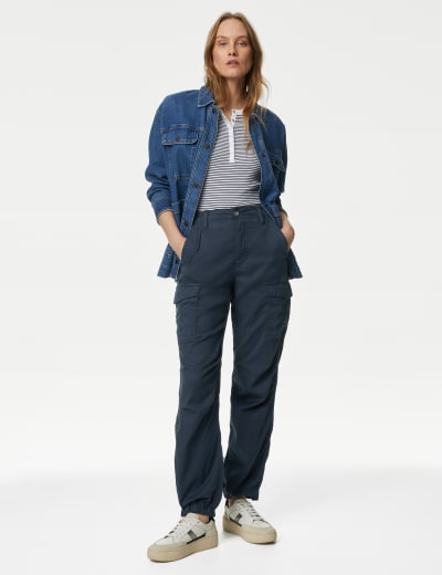 Lyocell Rich Cargo Straight Leg Trousers M S Collection M S