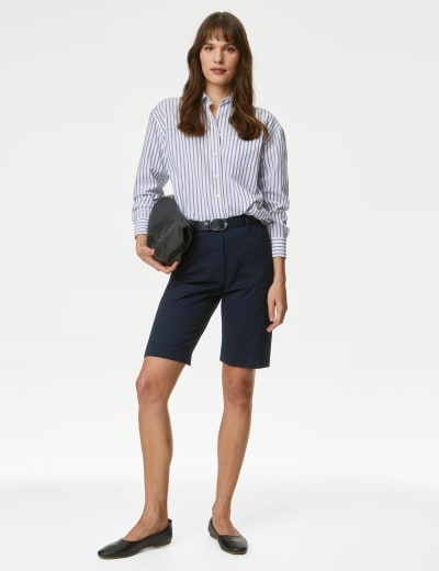 Cotton Rich High Waisted Chino Shorts M S Collection M S