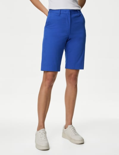 Cotton Rich High Waisted Chino Shorts M S Collection M S