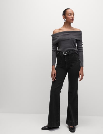 Lyocell™ Blend Wide Palazzo Leg Jeans, M&S Collection