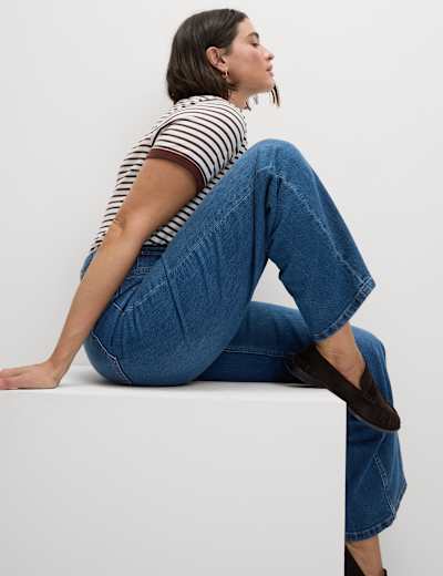 Wide hem jeans sale