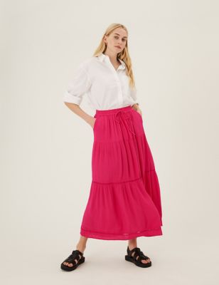 Crepe Maxi A-Line Skirt