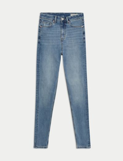 High Waisted Slim Fit Ankle Grazer Jeans, SOSANDAR