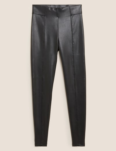 Black leather look jeggings online