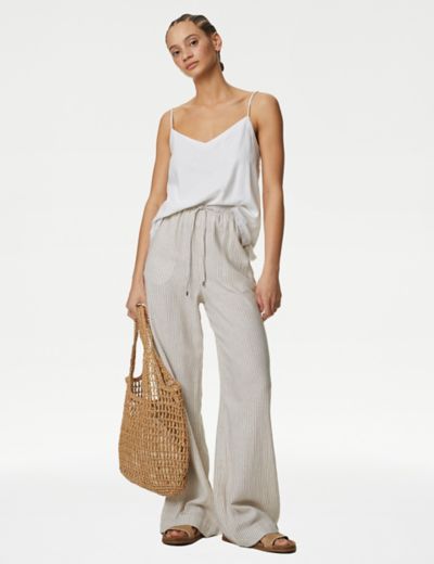 Crepe Tab Detail Wide Leg Trousers curated on LTK