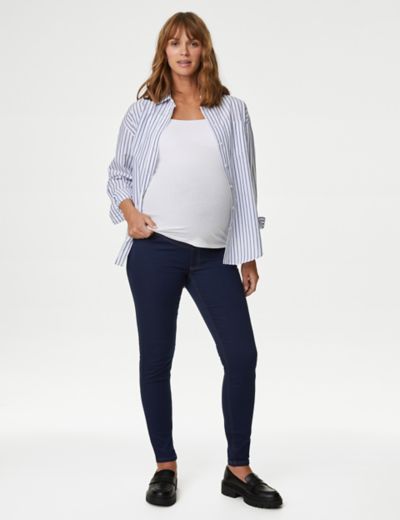 Women's Maternity Leather Look Over The Bump Leggings