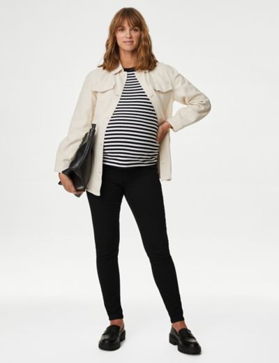 Maternity Leather Look Over Bump Leggings, M&S Collection