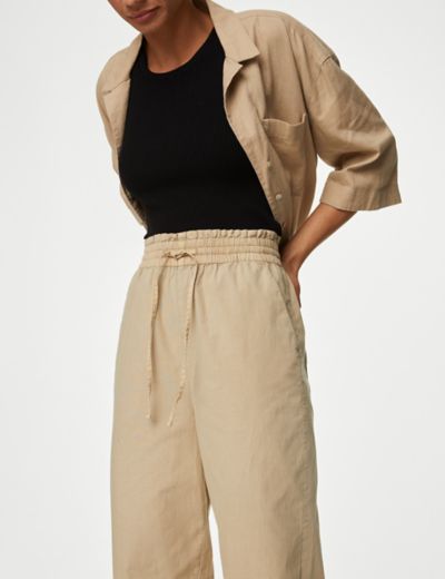Jersey Wide Leg Trousers with Stretch, M&S Collection
