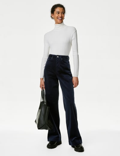 Cotton Rich Cord Wide Leg Trousers M S Collection M S
