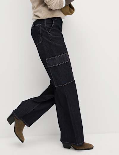 High Waisted Wide Leg Cargo Jeans 13 of 32