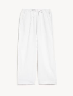 Linen Rich Wide Cropped Leg Trousers
