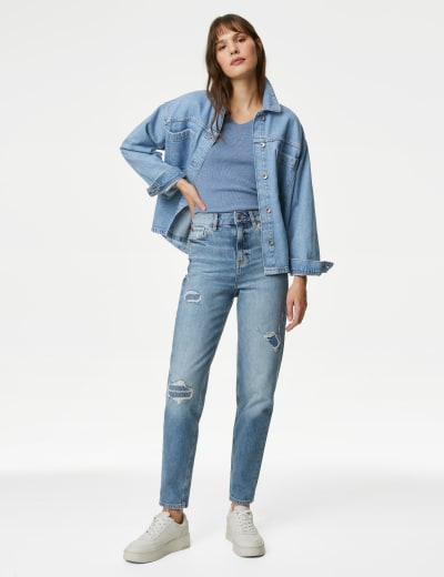 Fitted mom jeans deals