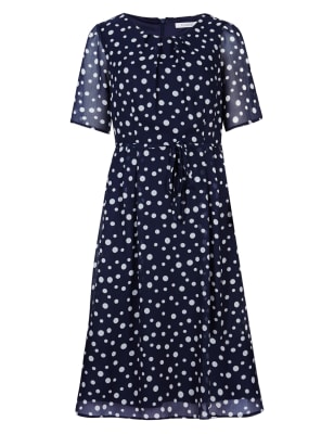 Navy Mix Spotted Shift Dress