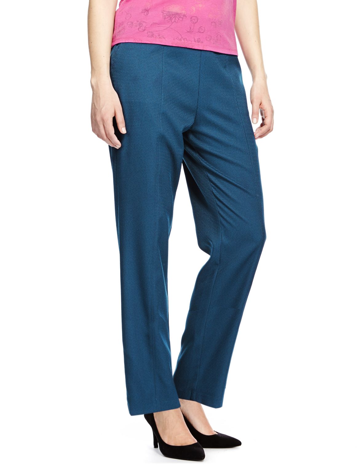 Spotted Straight Leg Trousers Navy | Myvee