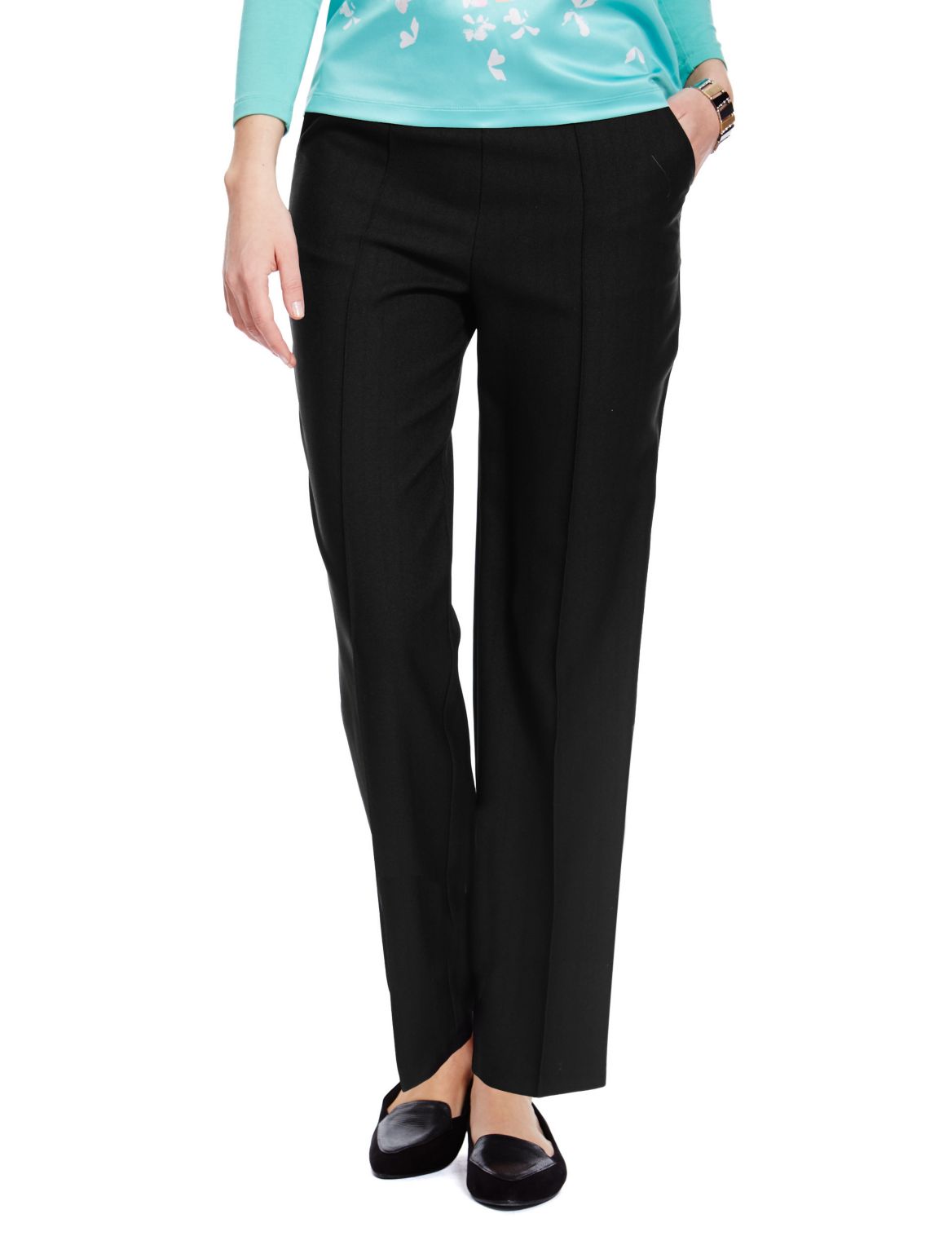 Textured Pull On Trousers Black | Myz