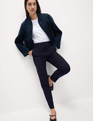 navy skinny work trousers