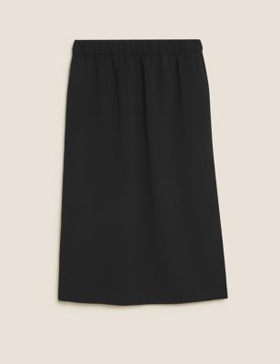 Crepe Side Split Midi Skirt