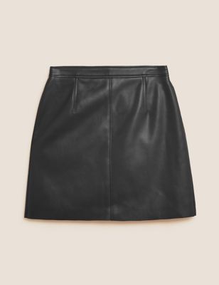 Faux Leather Mini A-Line Skirt