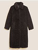 Удлиненное пальто с текстурой Teddy