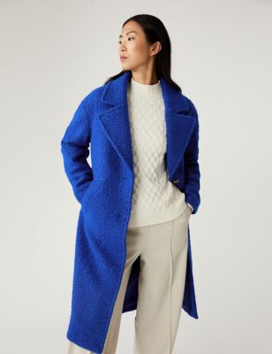 Textured Single Breasted Longline Coat