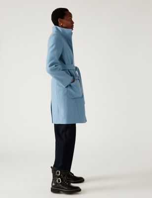 Belted Funnel Neck Trench Coat