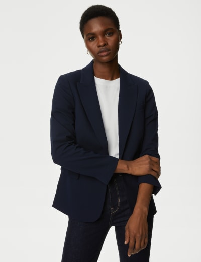 Women s petite navy blue 2024 blazer