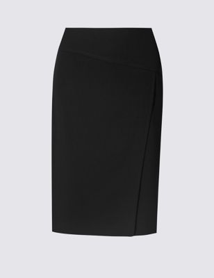 

Слегка приталенная юбка-карандаш с запахом, Черный
