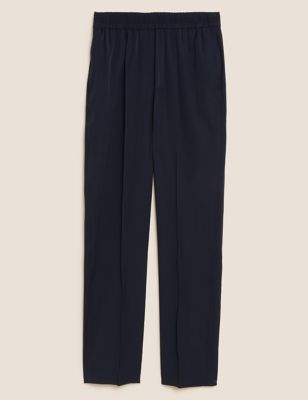 Woven Elasticated Waist Tapered Trousers