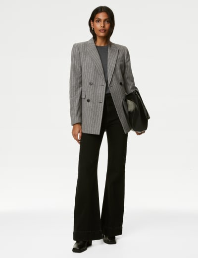 Relaxed Pinstripe Blazer with Wool 4 of 32