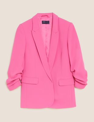 Relaxed Ruched Sleeve Blazer