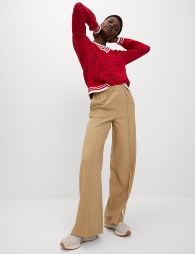 M&S Collection Side Stripe Wide Leg Trousers - ShopStyle