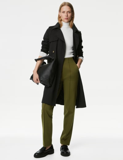 Jersey Straight Leg Trousers with Stretch